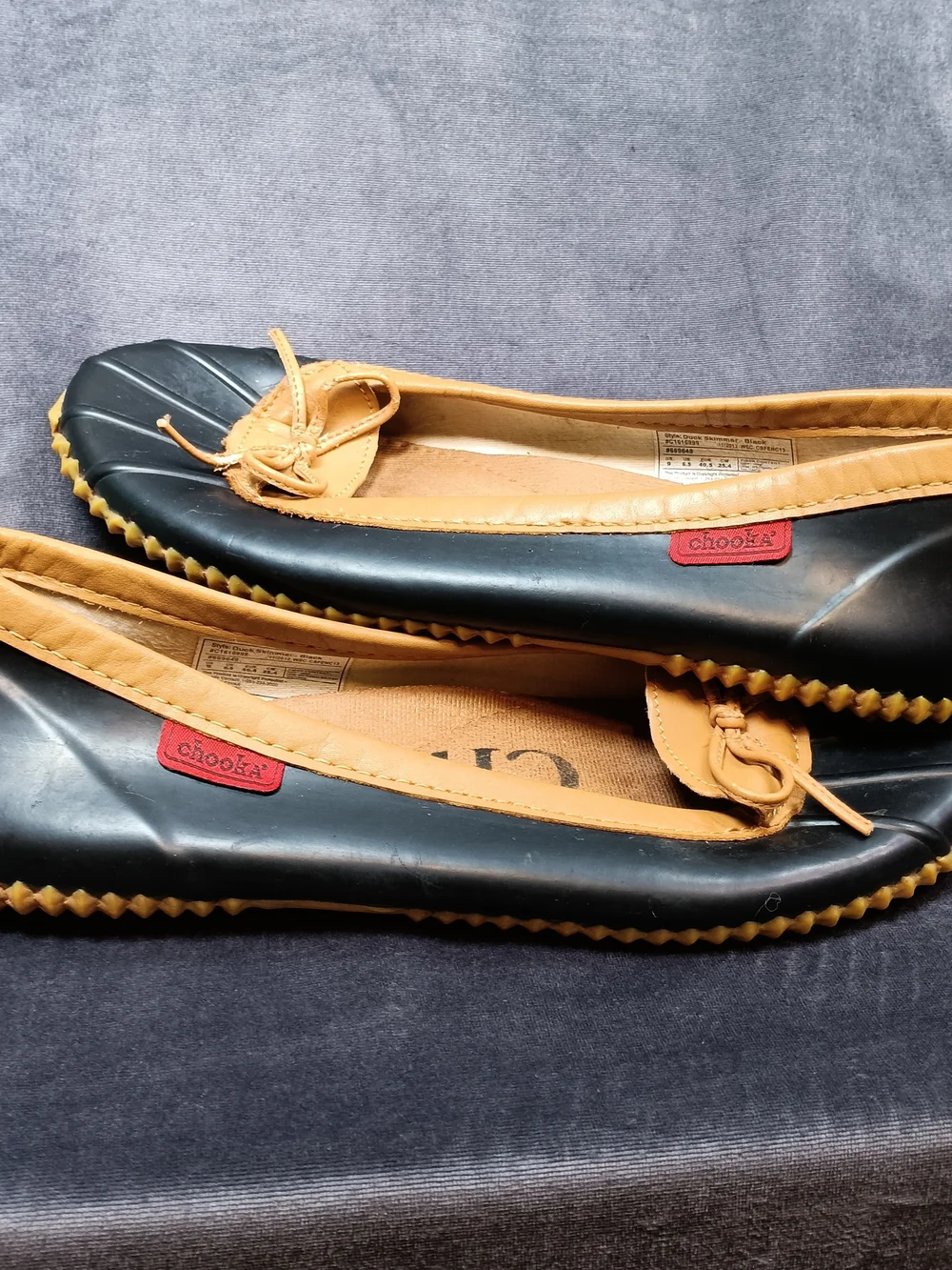 Chooka Black and Tan Women's Waterproof Ballet Flats